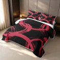 thumbnail image 3 of Erosebridal Geometric Circle Quilt King, Abstract Swirl Line King Coverlet Set, Red Black, Black Reversible 3 Pieces 1 Bedspread and 2 Pillowcases, 3 of 7