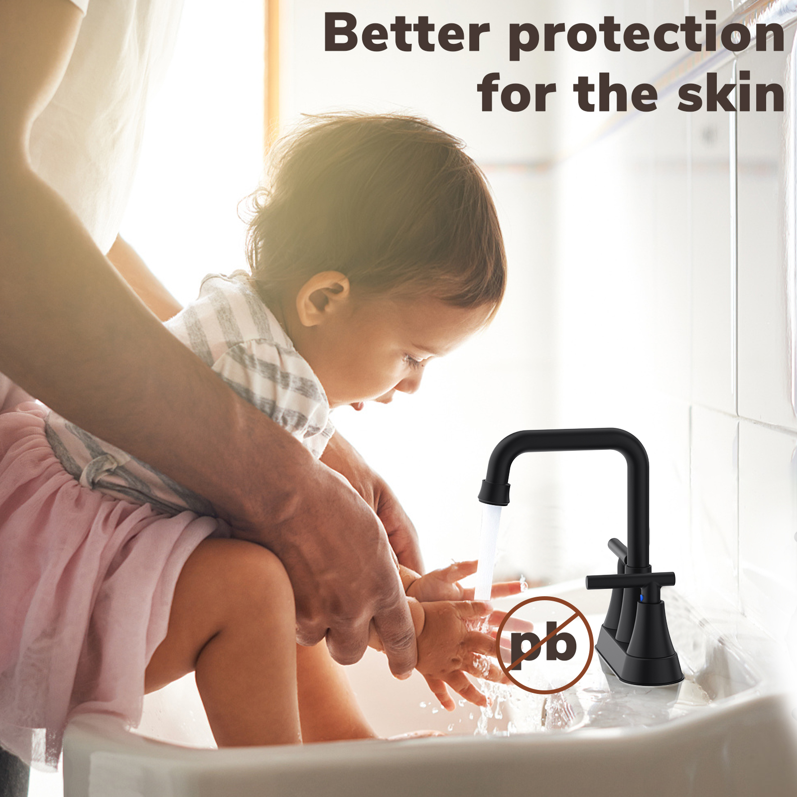 KINGTACK Matte Black 2-Handle Bathroom Sink Faucet photo 2