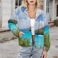thumbnail image 3 of Jackets for Women Winter Coat Jackets Flannel Stand Collar Jacket(Tropical Paradise Beach,Size:S-4XL), 3 of 7