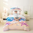 thumbnail image 2 of spefrowx Kawaii Beach Turtle Twin Duvet Cover for Girls, Pink Gloss Pearl Clam Shell Starfish Twin Bedding, Polka Dot Reversible, 2pcs, 1 Duvet Cover and 1 Pillowcase, 2 of 6