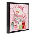 thumbnail image 3 of Stupell Industries Pink Snowman Joy Black Framed Floater Canvas Wall Art design by Nicole Tamarin, 18 x 18, 3 of 9