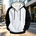 thumbnail image 5 of FchengtaiS Mens Waffle Knit Textured Hoodies Sherpa Lined Raglan Sleeve Sweatshirts Colorblock Pullover Tops for Fall Winter, 5 of 8