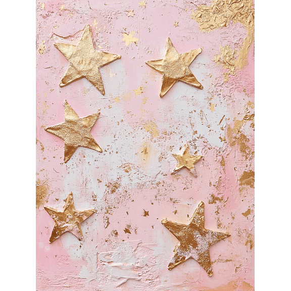 Gold Stars Pink Abstract Canvas Wall Art, Perfect for Living Room, Bedroom, Bathroom, Office, and Hallway Decoration.