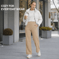 thumbnail image 6 of Feekit Women's Fleece Lined Wide Leg Yoga Pants, High Waisted Stretch Lounge Pants with 2 Deep Pockets, 6 of 8