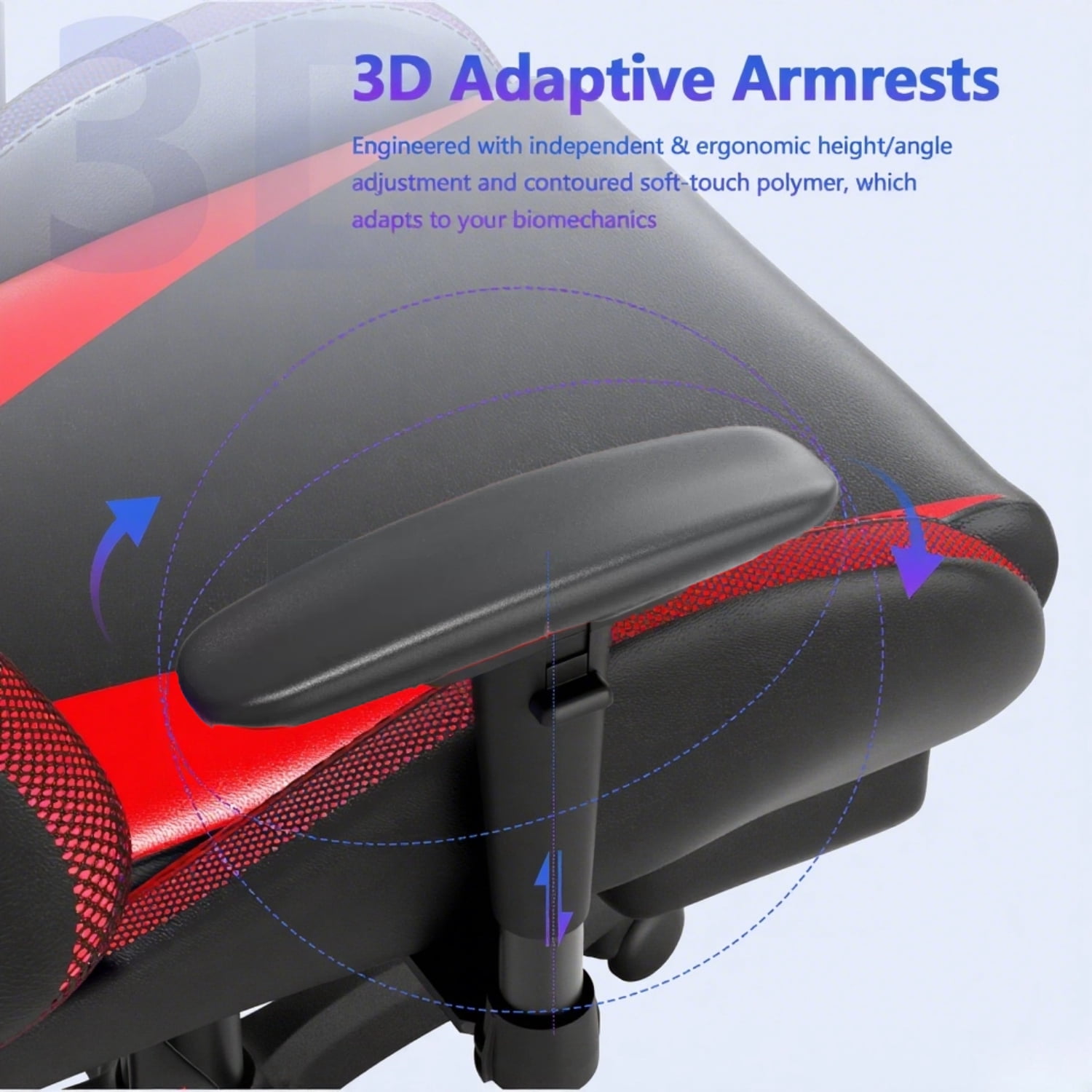 Mr IRONSTONE Gaming Chair for Adults, 7 Point Massage Computer Chair with Bluetooth Speakers RGB, Heavy Duty 400lbs Ergonomic PC Chair with 3D Armrests Footrest, Red/Black