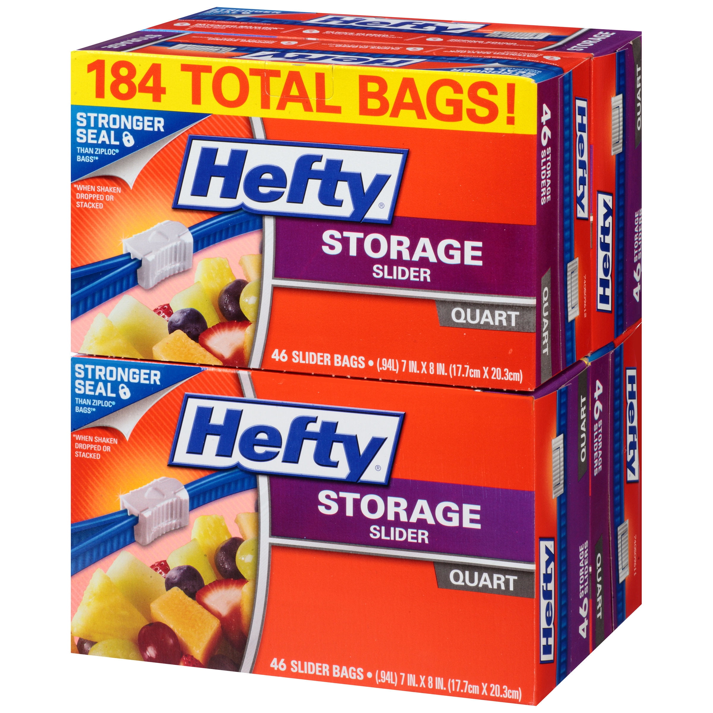 Hefty Slider Storage Bags 1 Qt Clear Box Of 40 - Office Depot