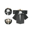 thumbnail image 3 of INSPIRE CHIC Satin Bow Ribbon Lace Trim Shirt Rhinestone Brooch Ties Black, 3 of 4