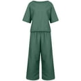 thumbnail image 3 of Hanerdun Women Pajama Set Female 2PCS Short Sleeve Sleepwear Nightwear Green 4XL, 3 of 5