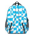 thumbnail image 3 of Cyan and White Wavy Checkered Pattern Backpack for School, Cute School Bag with Adjustable Shoulder Straps and Padded Back, 16.9"x12.6"x5.9", 3 of 5