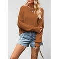 thumbnail image 5 of Women'S Sweater Fall Crew Neck Batwing Sleeve Pullover Sweaters Brown L, 5 of 7