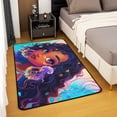 thumbnail image 3 of Black Area Rug Afro 5x7 Rug ,American African Princess Magical Carpet Teenager,Ocean Jellyfish Kawaii Non Slip Decorative Rug For Bedside, 3 of 6