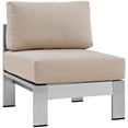 thumbnail image 2 of Modway Shore 3 Piece Outdoor Patio Aluminum Sectional Sofa Set in Silver Beige, 2 of 6