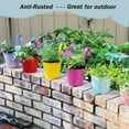 thumbnail image 4 of Ludlz 7 Inch Large Metal Iron Hanging Flower Pots, Fence Hanging Planters, Balcony Railing Planters with Detachable Hook, Multicolor Hanging Bucket for Indoor/Outdoor Decoration, 4 of 8