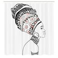 thumbnail image 3 of Ambesonne Afro Shower Curtain, Exotic Savannah Boho Folk Art, 69"Wx70"L, White and Grey, 3 of 5