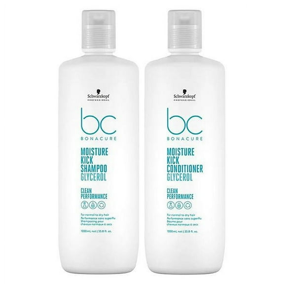 Schwarzkopf Bonacure Moisture Kick Shampoo and Conditioner Combo, 33.8 oz, with 2 Pumps