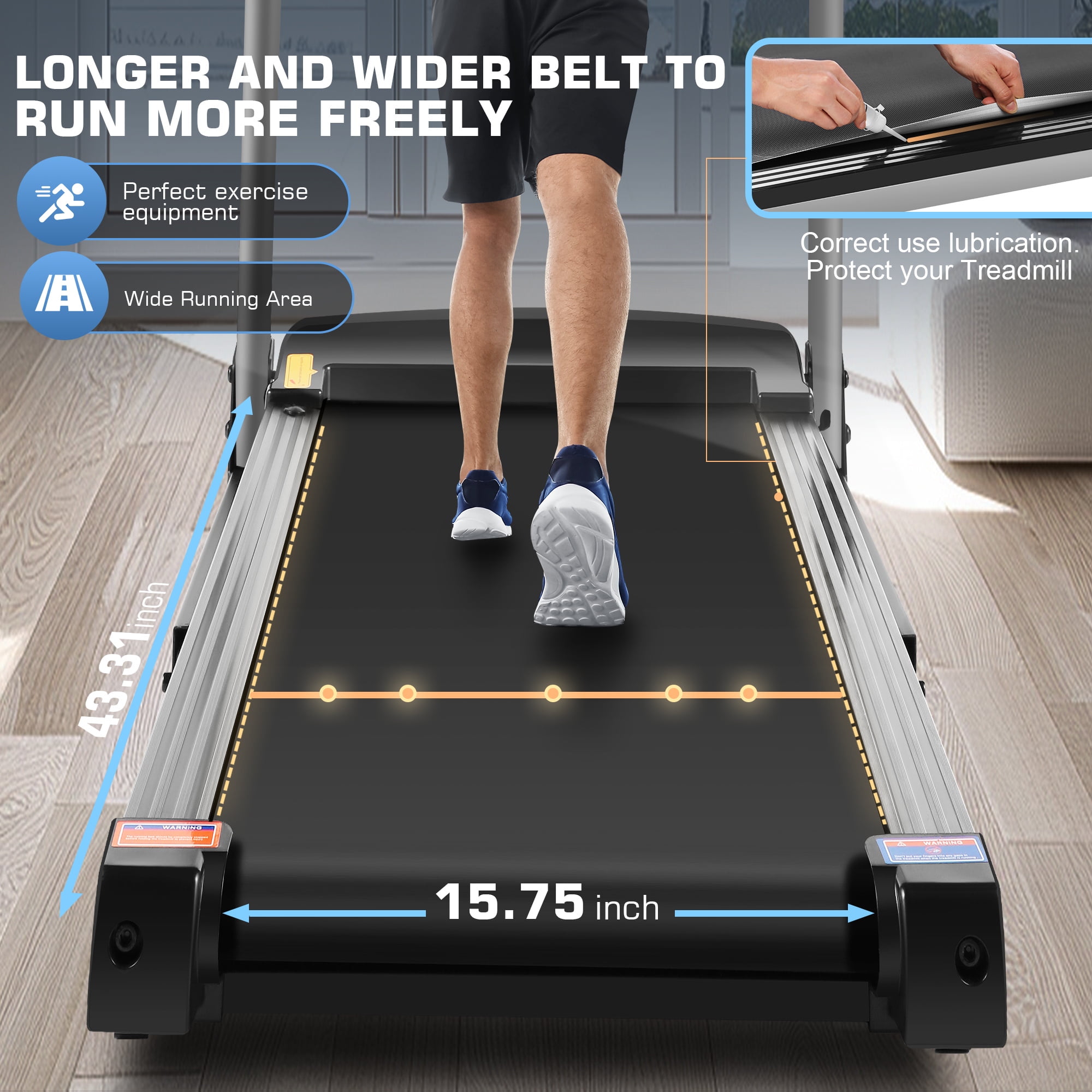 Simpfree Treadmill with 10" HD TV Movie Touchscreen and 3D Virtual Sports Scene, 0.5-9.0 mph/h & 3.5HP Electric Treadmill with Incline for Home