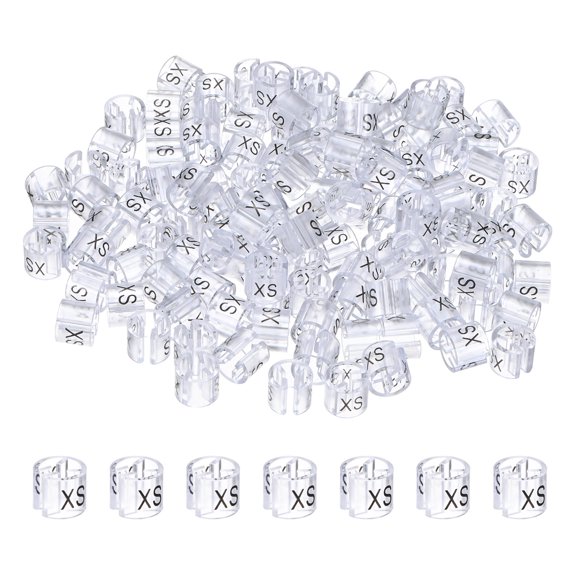 Uxcell 300-Pack Marcadores de Perchas para Ropa, Clips de Tamaño de Plástico XS Codificados por Color para Prendas que se Ajustan a Varillas de 3mm-5mm [Transparente]