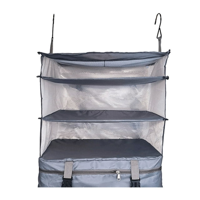 Home Textile Storage Organizer for Travel and Closet Use – Foldable Hanging Luggage Shelves with Large Capacity to Pack More in Your Suitcase and Keep Bags While Traveling