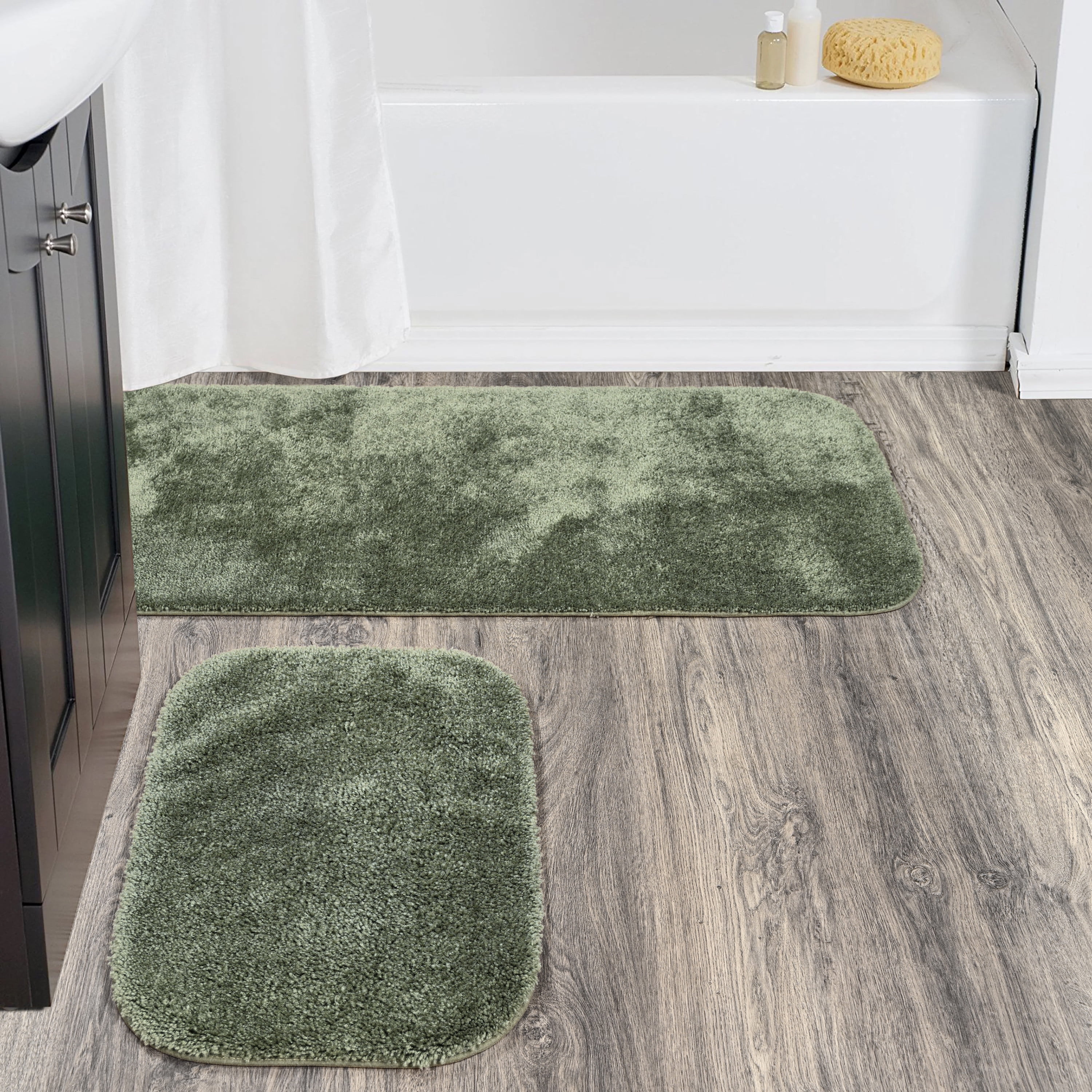 Garland Rug Traditional Washable Bath Rug Set, 2-Piece Set (21"x34" Bath Rug, & 22"x60" Runner) Deep Fern