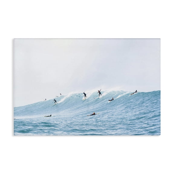 Stupell Industries Blue Wave Surfers Nautical & Beach Photography Wrapped Canvas Art Print Wall Art, 24 x 16