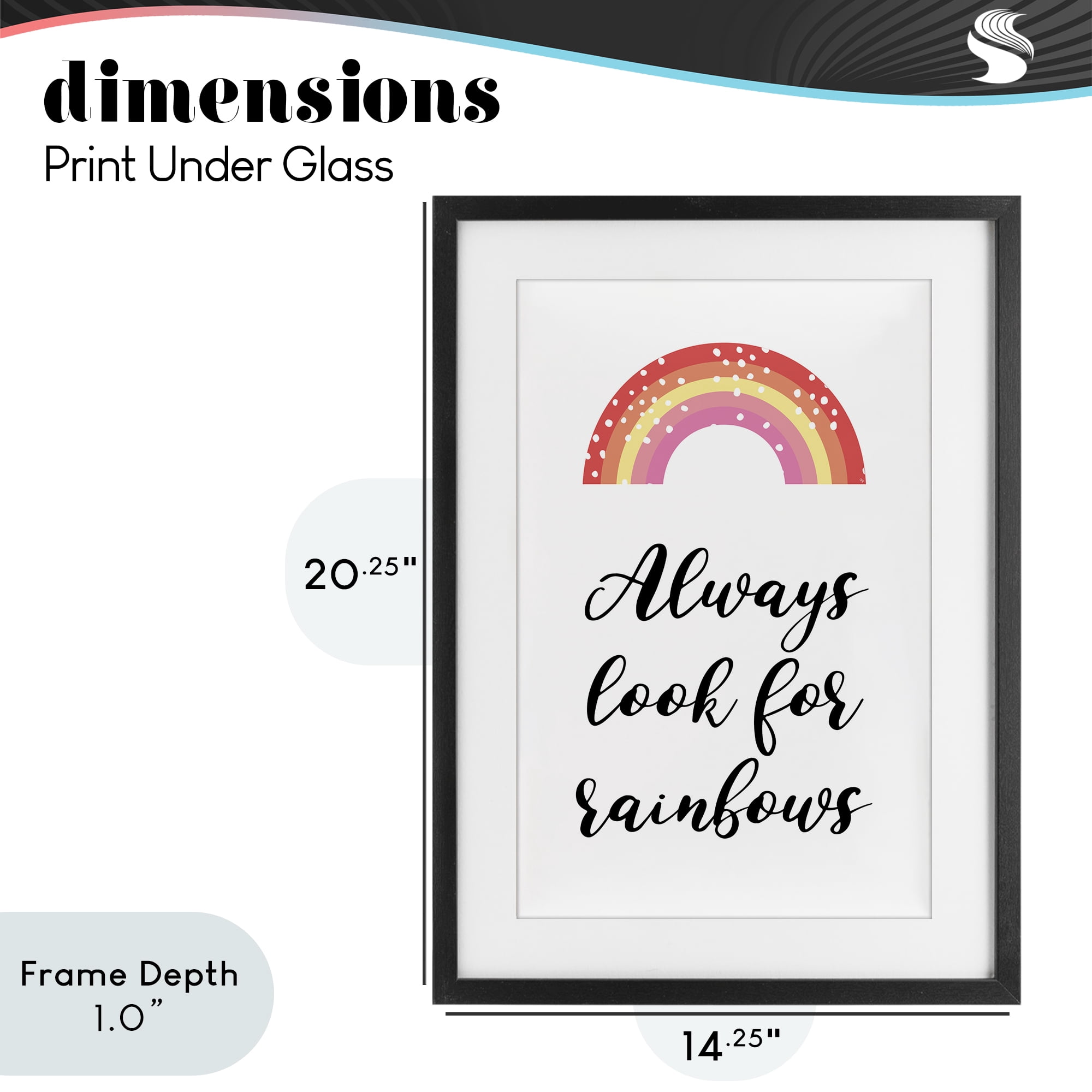 Stupell Industries Always Look For Rainbows Black Framed Print Under Glass, design by Martina Pavlova
