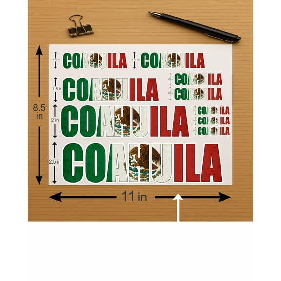 Coahuila Mexico Flag Letters Vinyl Sticker Decal Set – Full Color, Laminated, Weatherproof – for Cars, Laptops, Toolboxes, Coolers, and More