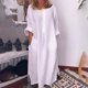 thumbnail image 2 of Women Cotton Linen Long Sleeve Maxi Dress Ladies Pocket Solid Baggy Kaftan Dress, 2 of 8