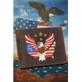 thumbnail image 3 of Mens RFID Blocking Leather Bifold Wallet  Patriotic American Eagle with USA Flag Design  Vintage Genuine Leather Brown with Gold Stars, 3 of 9