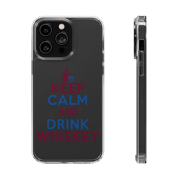 DistinctInk Clear Case for Apple iPhone 15 PRO (6.1" Screen) - Keep Calm and Drink Whiskey