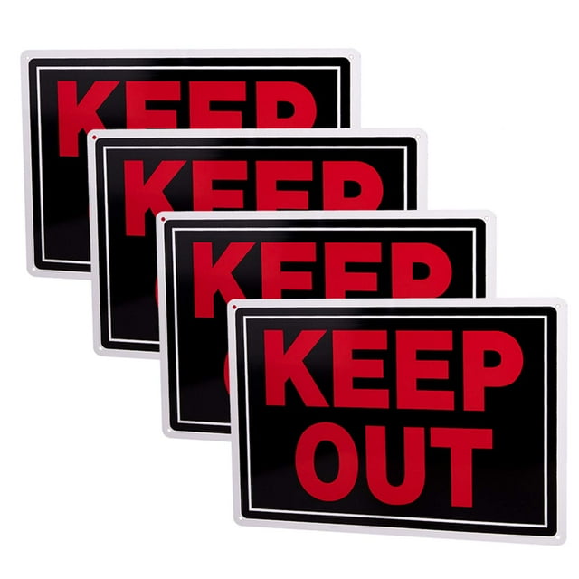 Keep Out Sign,Danger Constructicn Restricted Area Sign,Aluminum 14"x10" UV Ink Printed, Easy to Mount Weather Resistant for Bedroom (4-Pack)…