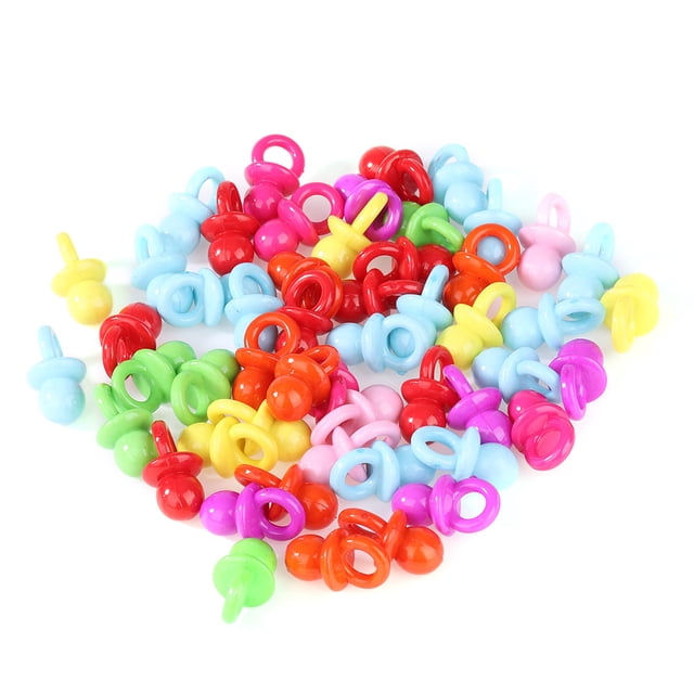 50 chupetes acrílicos para bebé, decoración para baby shower (colores variados)