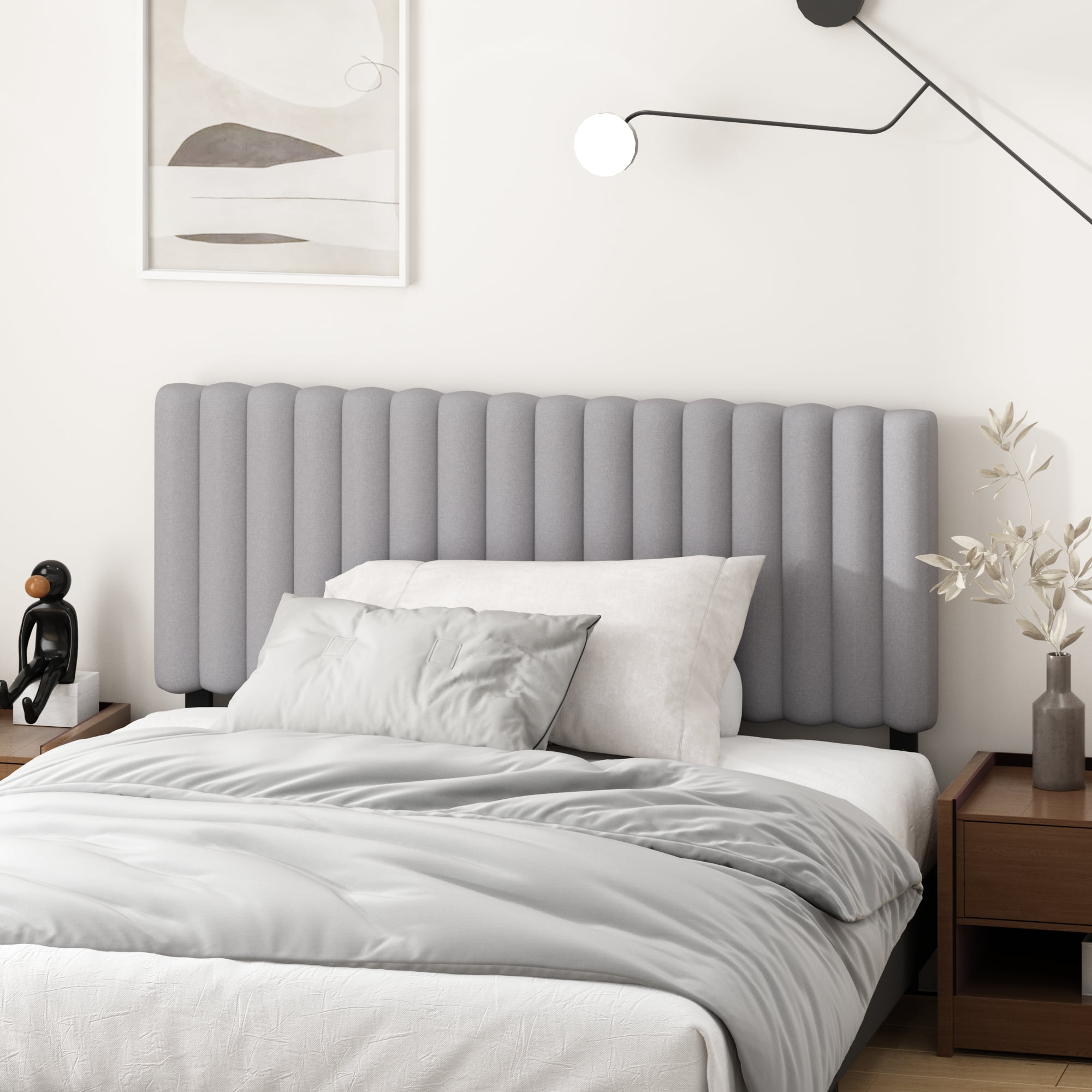 Furinno Roanne Upholstered Tufted Headboard, Glacier, Full