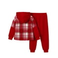 thumbnail image 3 of Fdqin Boys Outfit Sets 2Pcs Flannel Plaid Shirt and Pants Set Hoodie Sweatsuit for Fall Winter Spring Kids Clothes Red 13-14 Years, 3 of 8