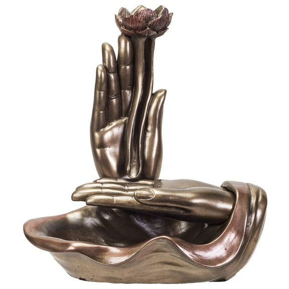 Eastern Prayer Hands Backflow Incense Burner Resin Figurine Home Decor