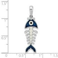 thumbnail image 4 of Auriga 925 Sterling Silver Rhodium-Plated Polished 3D Enameled Fishbone Pendant (L-34 mm, W-9.5 mm), 4 of 6