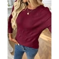 thumbnail image 4 of Women'S Soft Knit Sweater Fall Dressy Casual Pullover Tops Wine Red L, 4 of 6