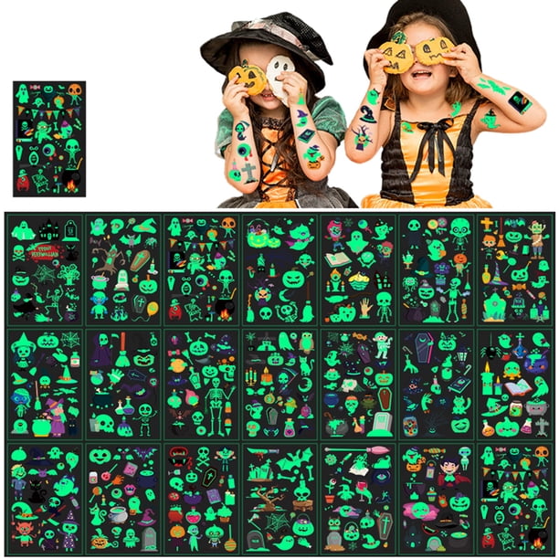 Pegatinas De Tatuaje Luminosas Para Niños, Tatuajes Temporales Que Brillan En La Oscuridad, Pegatinas De Tatuaje De Dibujos Animados, Regalo De Fiesta 20 Hojas seitruly HA036810-00