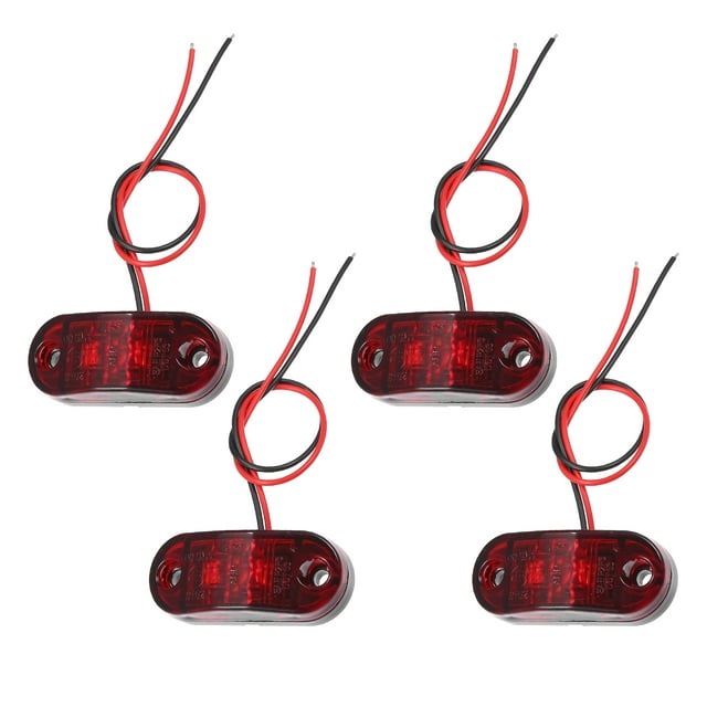 Luces de remolque LED para camiones Unique Bargains 24V, luces de marcador ovaladas de goma impermeables rojas, 4 piezas