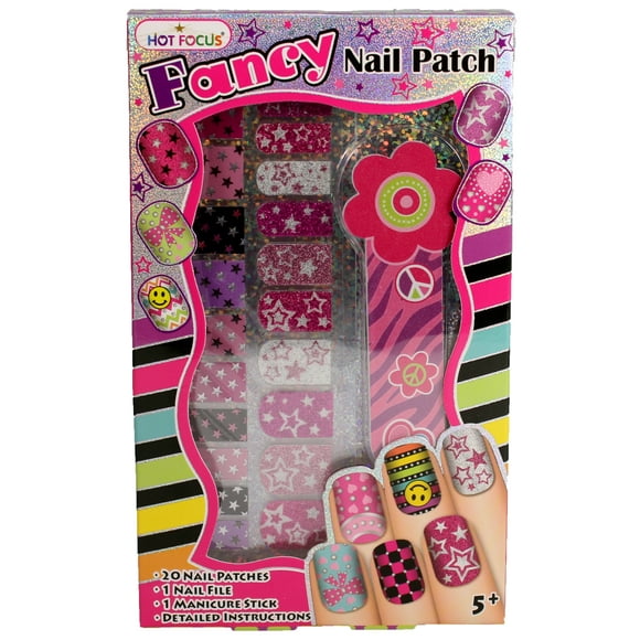 Fancy Nail Patches, Nail File, and Manicure Stick - Stars