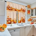 thumbnail image 3 of Fall Pumpkin Vintage Kitchen Window Curtains Valance and Tier Set 36 Inch, Autumn Orange Leaves 3 Piece Window Treatment Tiers for Living Room Bedroom Kitchen Decor Drapes, 3 of 6