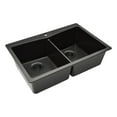thumbnail image 5 of 33" x 22" Quartz Kitchen Sink, Double Bowl Sink, Drop-in Sink, Undermount Sink, Granite Kitchen Sink, Galaxy Black Kitchen Sink, with Grids, Basket Strainer and Flange Lexicon Platinum LP-800TM-K, 5 of 11