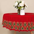 thumbnail image 3 of Nanqianyi Red Christmas Tree Round Tablecloth,60 Inch,Washable Table Cover for Holiday Dining Decor, 3 of 6