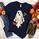 thumbnail image 3 of Camisetas con estampado de flores, fantasma y calabaza para Mujer, ropa de fiesta de Halloween, Tops góticos de calle de Hip Hop, Camisetas para Mujer, gran oferta, 3 of 5
