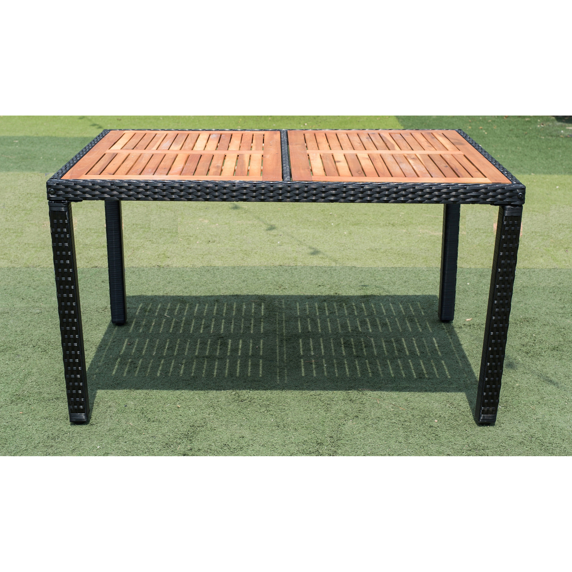 7 Piece Outdoor Patio Dining Set,Outdoor Wicker Furniture Set with Brown Rattan Dining Table and Chairs with Cushions,Black Wicker + Creme Cushion