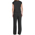 thumbnail image 3 of Traje Informal de Dos Piezas para Mujer, Cuello Alto, Pantalones Anchos, Ideal para Vacaciones y Viajes Negro M, 3 of 10