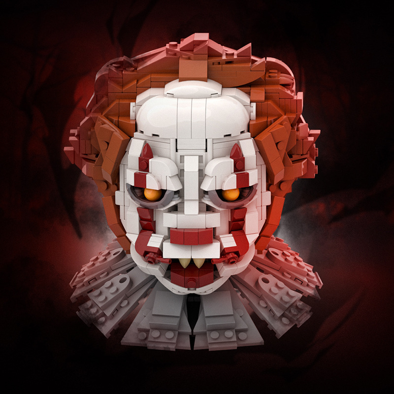 MOC Clown Head Building Blocks Kits Horror Evil Killer Joker Bricks Model Toys