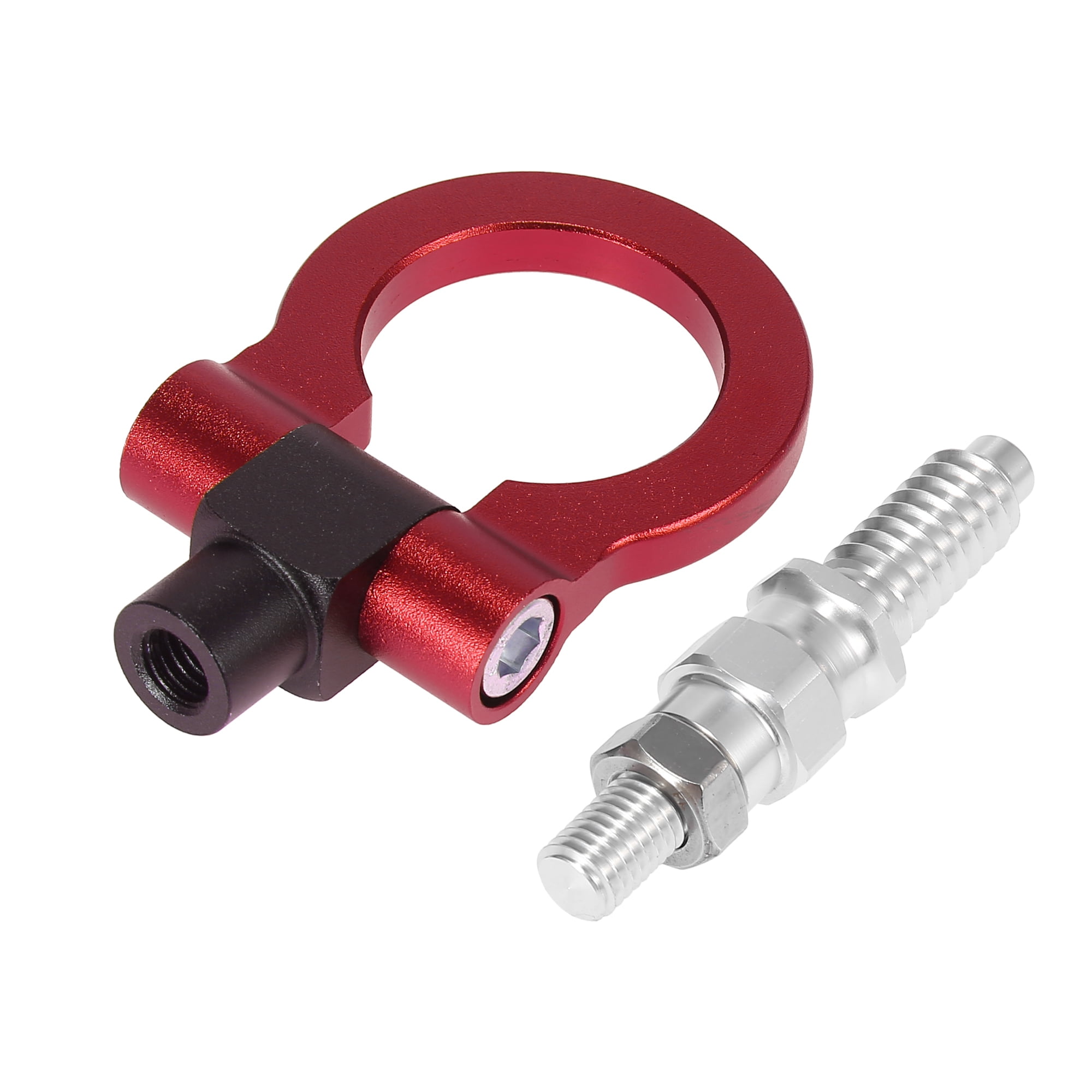 Unique Bargains Red Aluminum Alloy Front Bumper Trailer Ring Eye Towing Tow Hook Screw