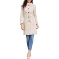 thumbnail image 2 of INSPIRE CHIC Stand Collar for Women  Mid-Long Button-Down Winter Overcoat S Apricot, 2 of 6