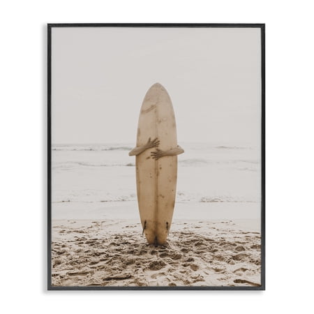 Stupell Industries Surf Ready Board Sports Photography Black Framed Art Print Wall Art, 11 x 14