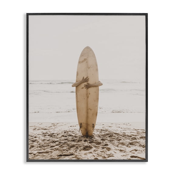 Stupell Industries Coastal Surf Ready Board Black Framed Giclee Art, 11 x 14, by LSR Design Studio